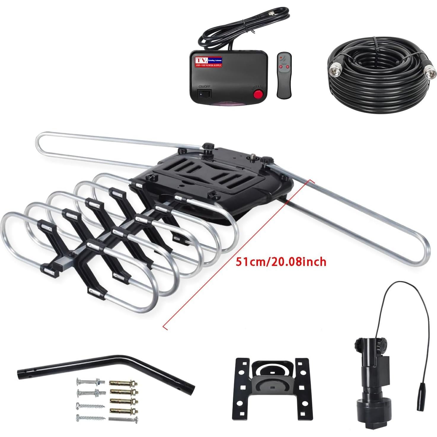 Antena de TV Exterior Bing Kitto OD102 - Rango 321.87 km, 4K