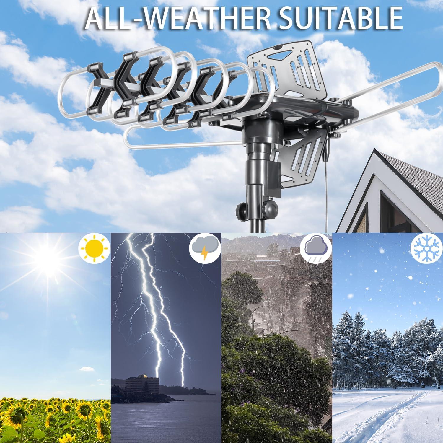 Antena de TV Exterior Bing Kitto OD102 - Rango 321.87 km, 4K