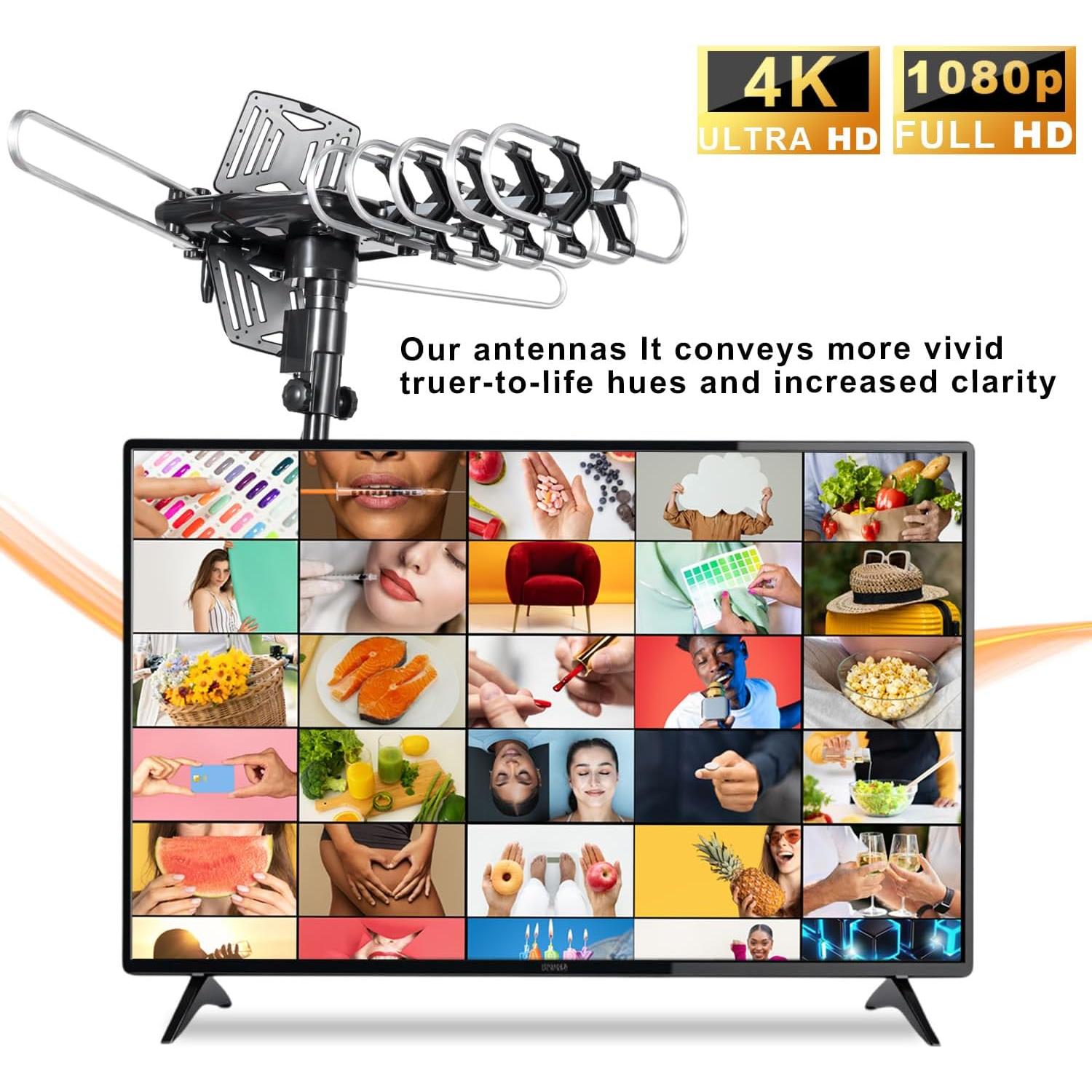 Antena de TV Exterior Bing Kitto OD102 - Rango 321.87 km, 4K