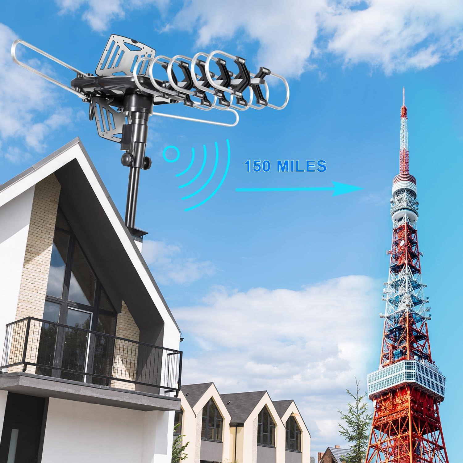 Antena de TV Exterior Bing Kitto OD102 - Rango 321.87 km, 4K