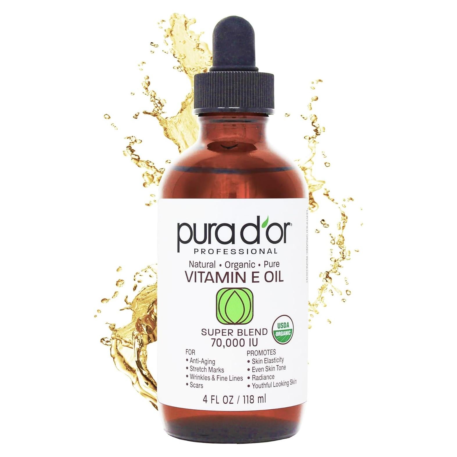 Aceite de Vitamina E PURA D'OR 118 ml Orgánico 70,000 IU