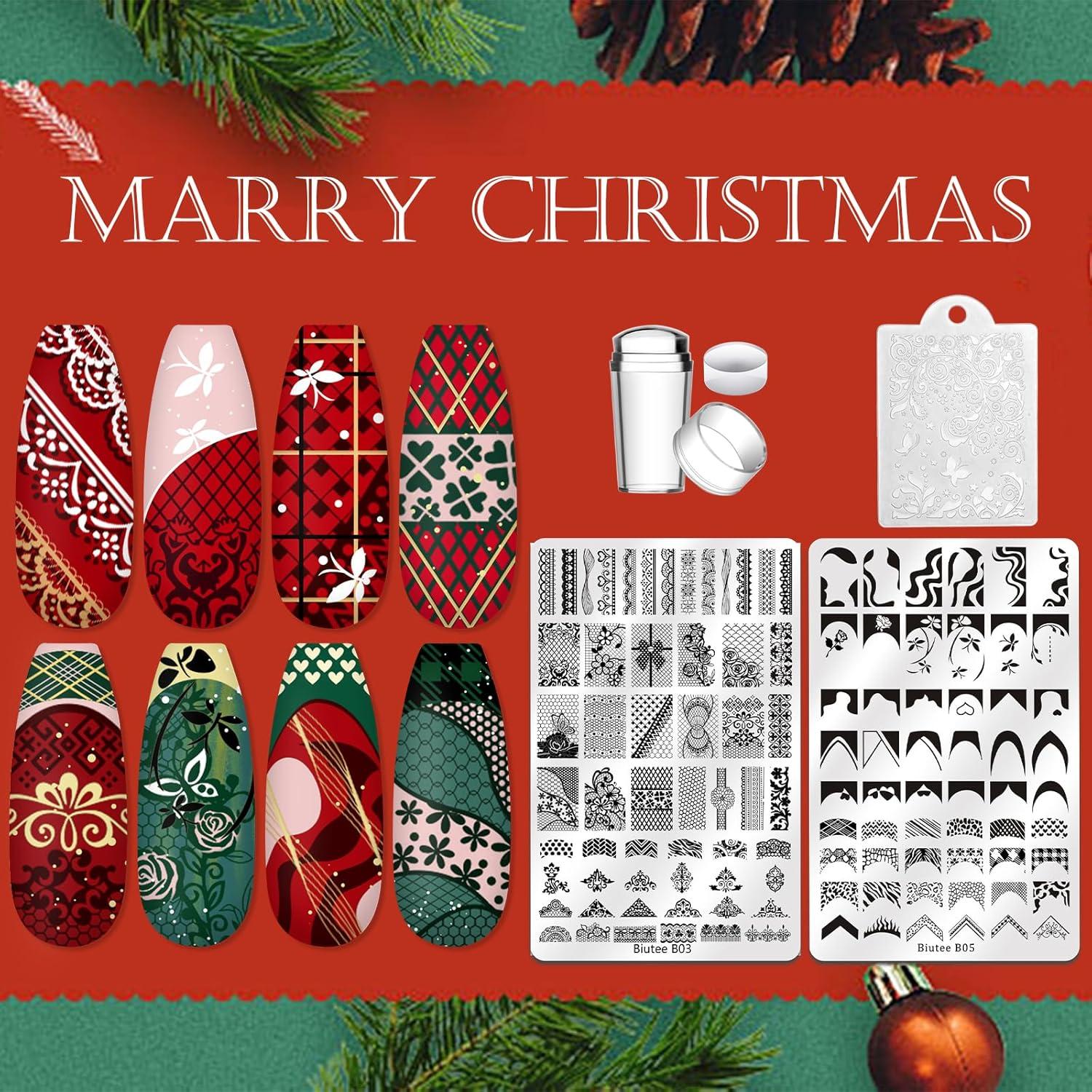 Kit de Estampado de Uñas Biutee 2 Placas + Stamper + Raspador