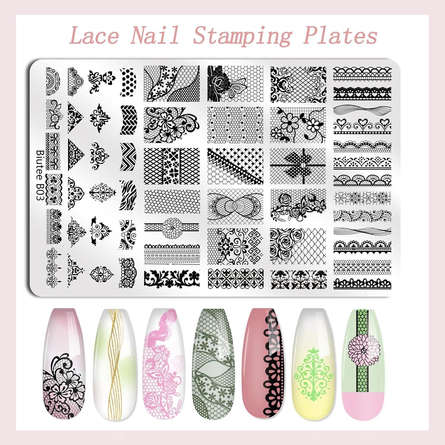 Kit de Estampado de Uñas Biutee 2 Placas + Stamper + Raspador