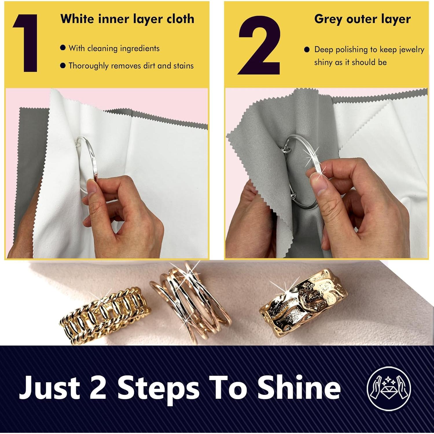 Paño de limpieza de joyas MUZIYU 10 Pcs 15x20 cm Plata