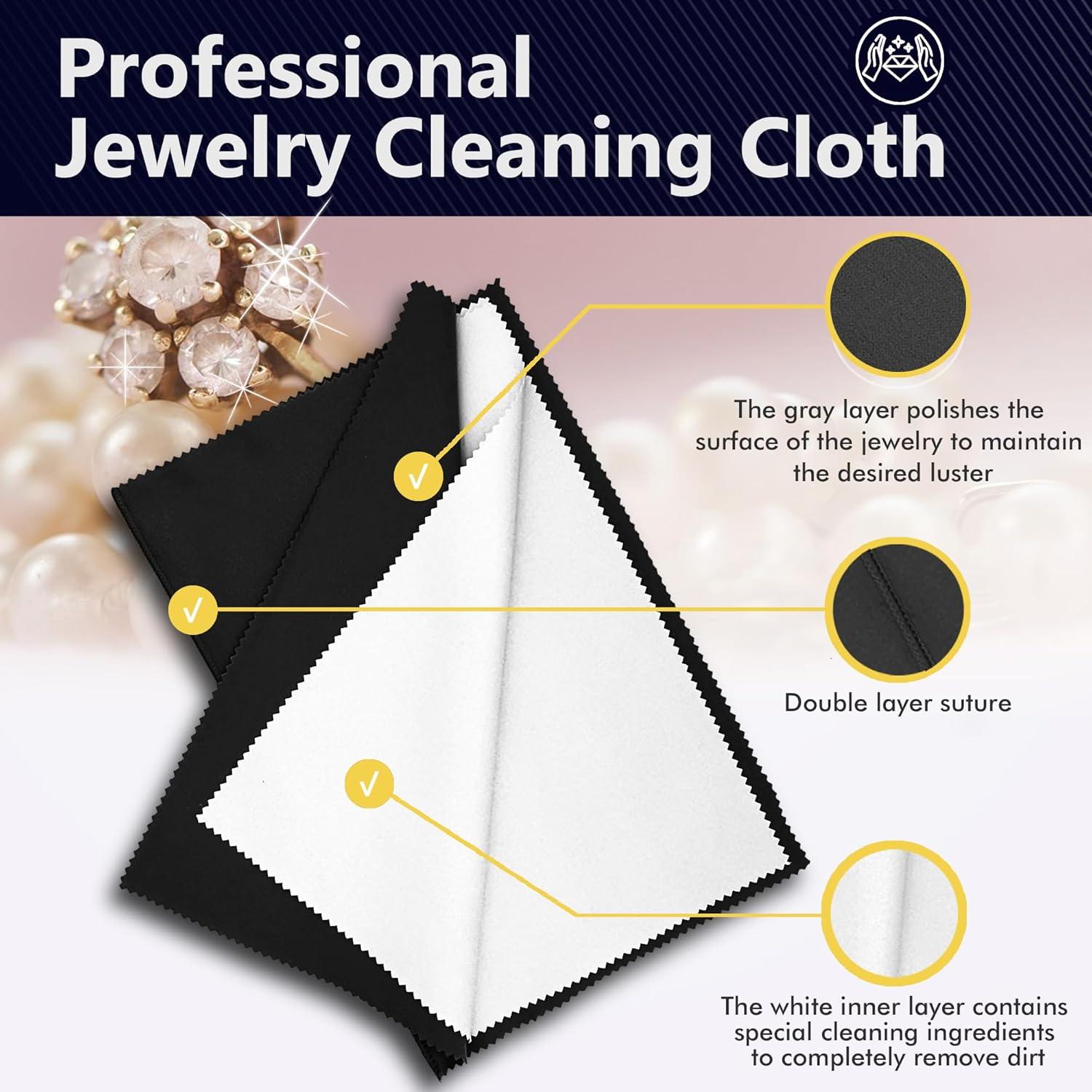 Paño de limpieza de joyas MUZIYU 10 Pcs 15x20 cm Plata