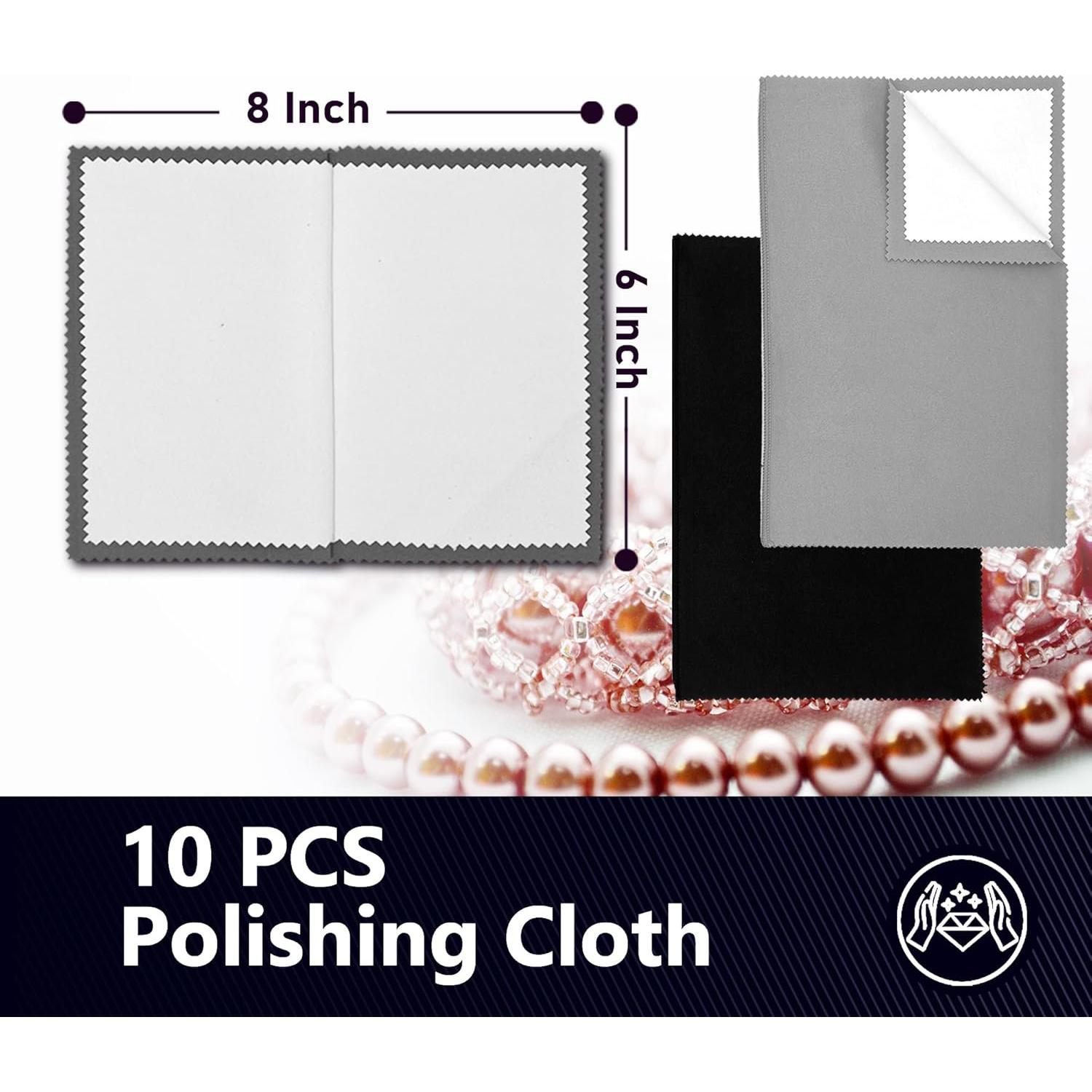 Paño de limpieza de joyas MUZIYU 10 Pcs 15x20 cm Plata