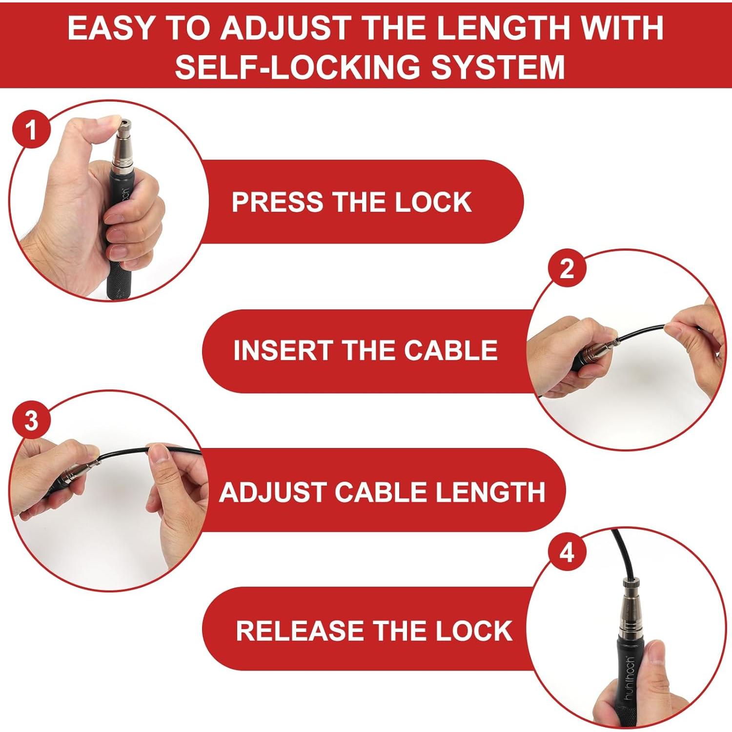 Cuerda de Salto con Peso Huhloch - 3m, Auto-Bloqueo, Antideslizante