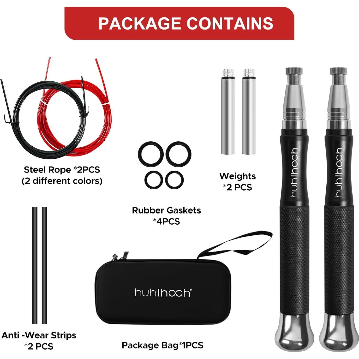 Cuerda de Salto con Peso Huhloch - 3m, Auto-Bloqueo, Antideslizante