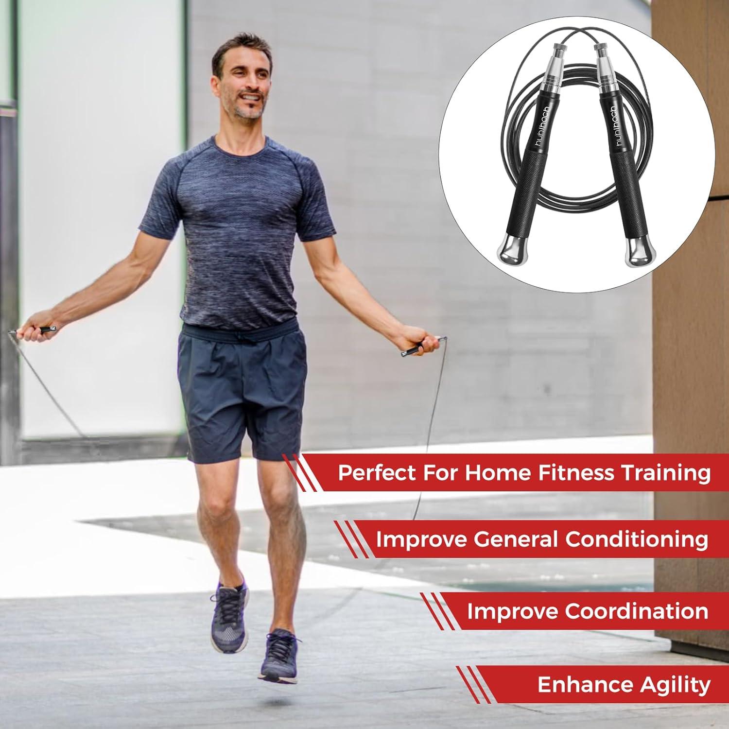 Cuerda de Salto con Peso Huhloch - 3m, Auto-Bloqueo, Antideslizante