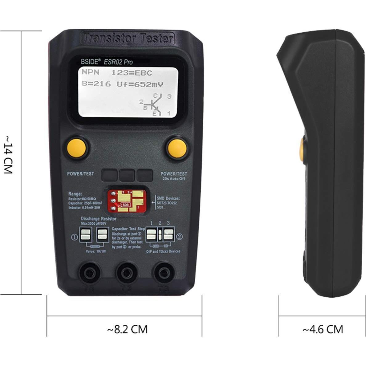 Comprobador de Transistores BSIDE ESR02 PRO con Pinzas