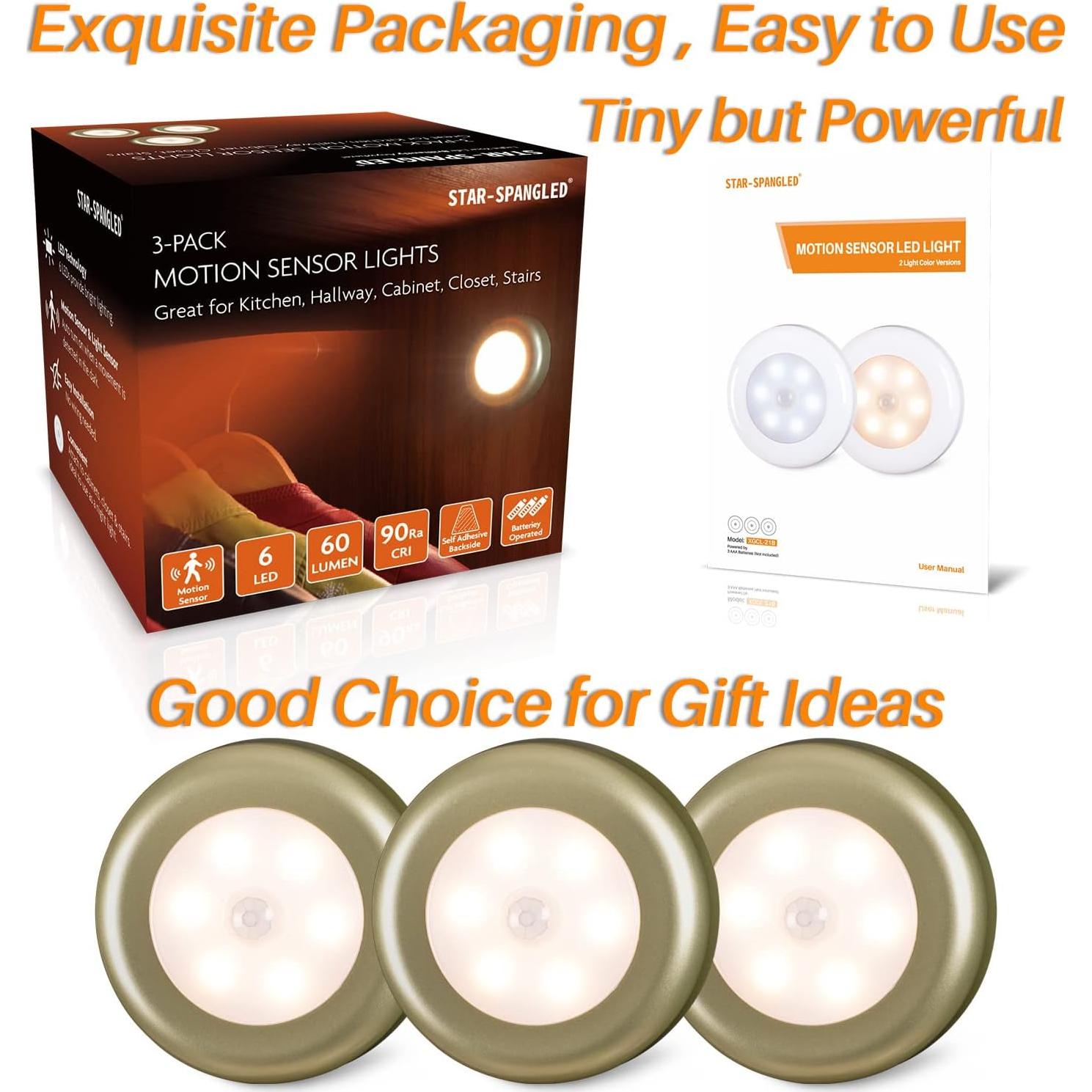 Luz Sensorial LED 3 Pack 2.8" Lucha Estrellada Batería AAA