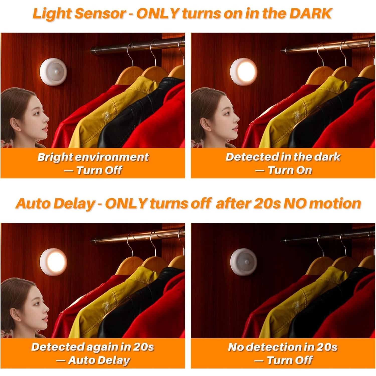 Luz Sensorial de Movimiento Interior STAR-SPANGLED 3 Pack LED