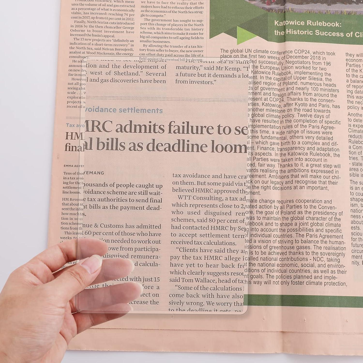 Lupa Sobredimensionada 3X Molain - 5 Pcs Lentes PVC para Lectura