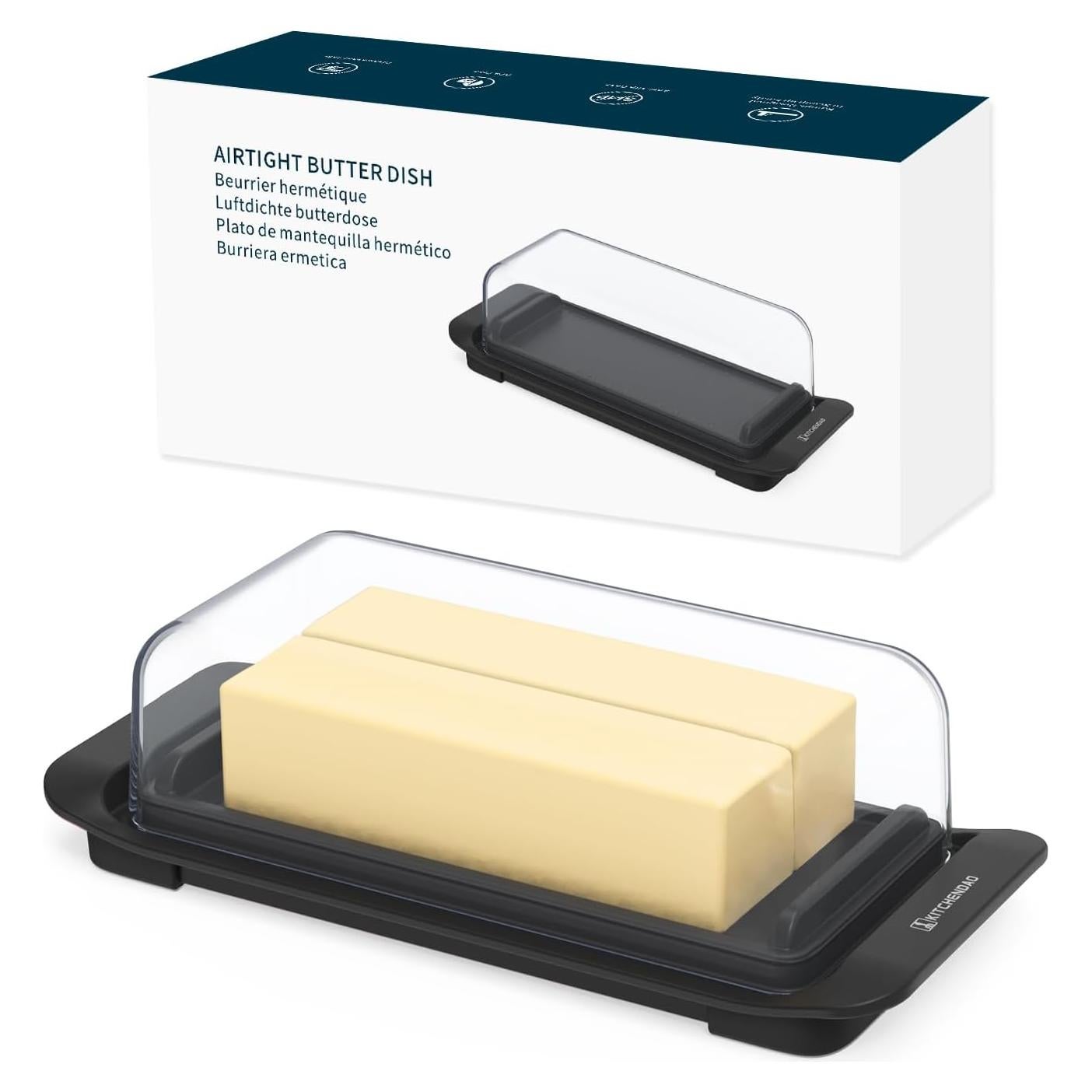 Caja de Mantequilla Hermética KITCHENDAO 227g con Tapa Negra