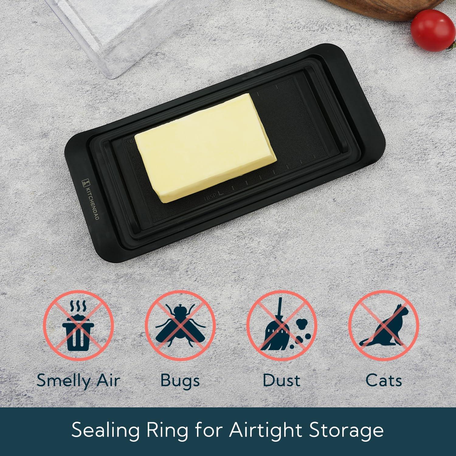 Caja de Mantequilla Hermética KITCHENDAO 227g con Tapa Negra