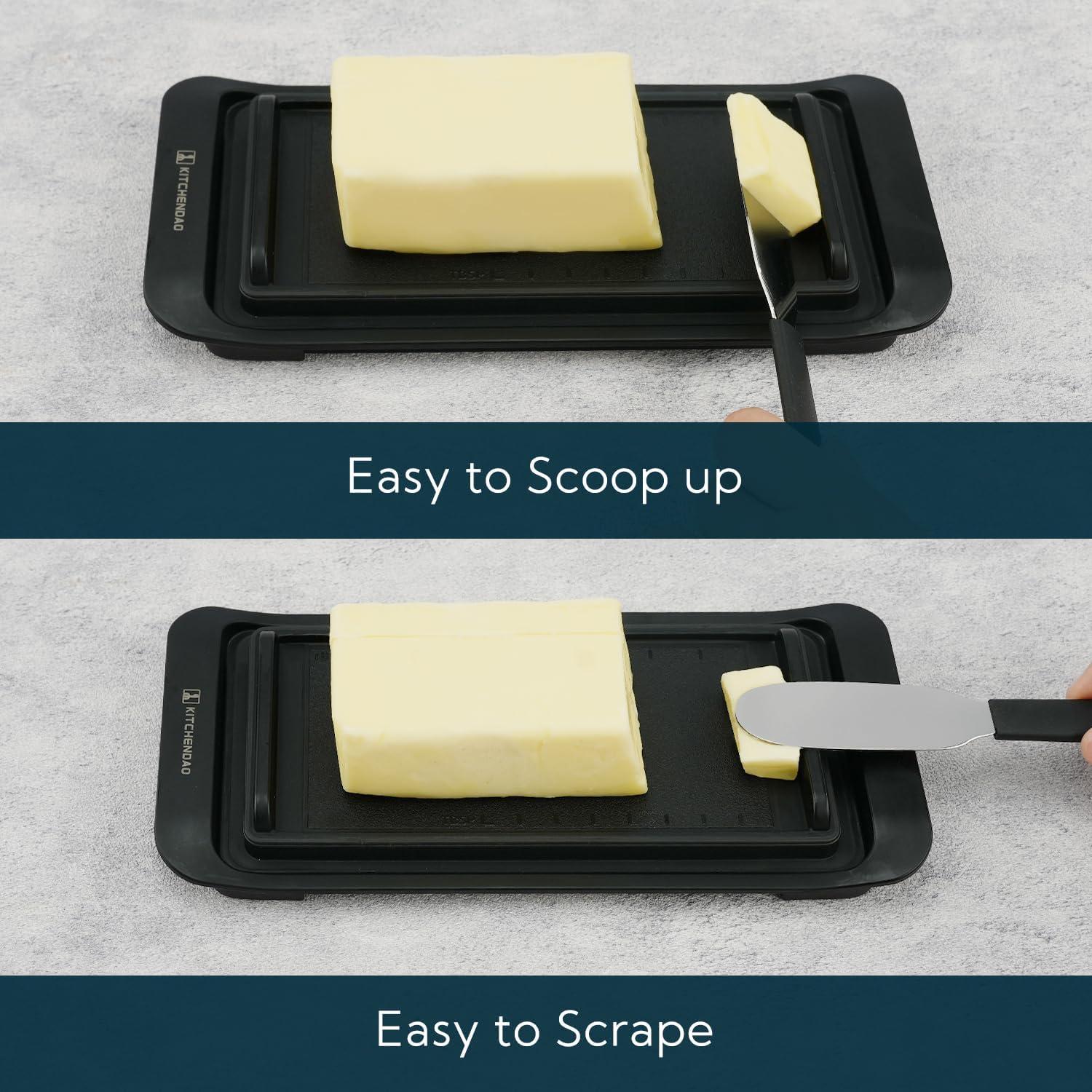 Caja de Mantequilla Hermética KITCHENDAO 227g con Tapa Negra