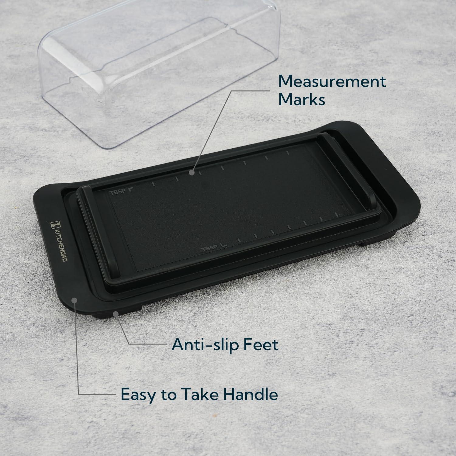 Caja de Mantequilla Hermética KITCHENDAO 227g con Tapa Negra