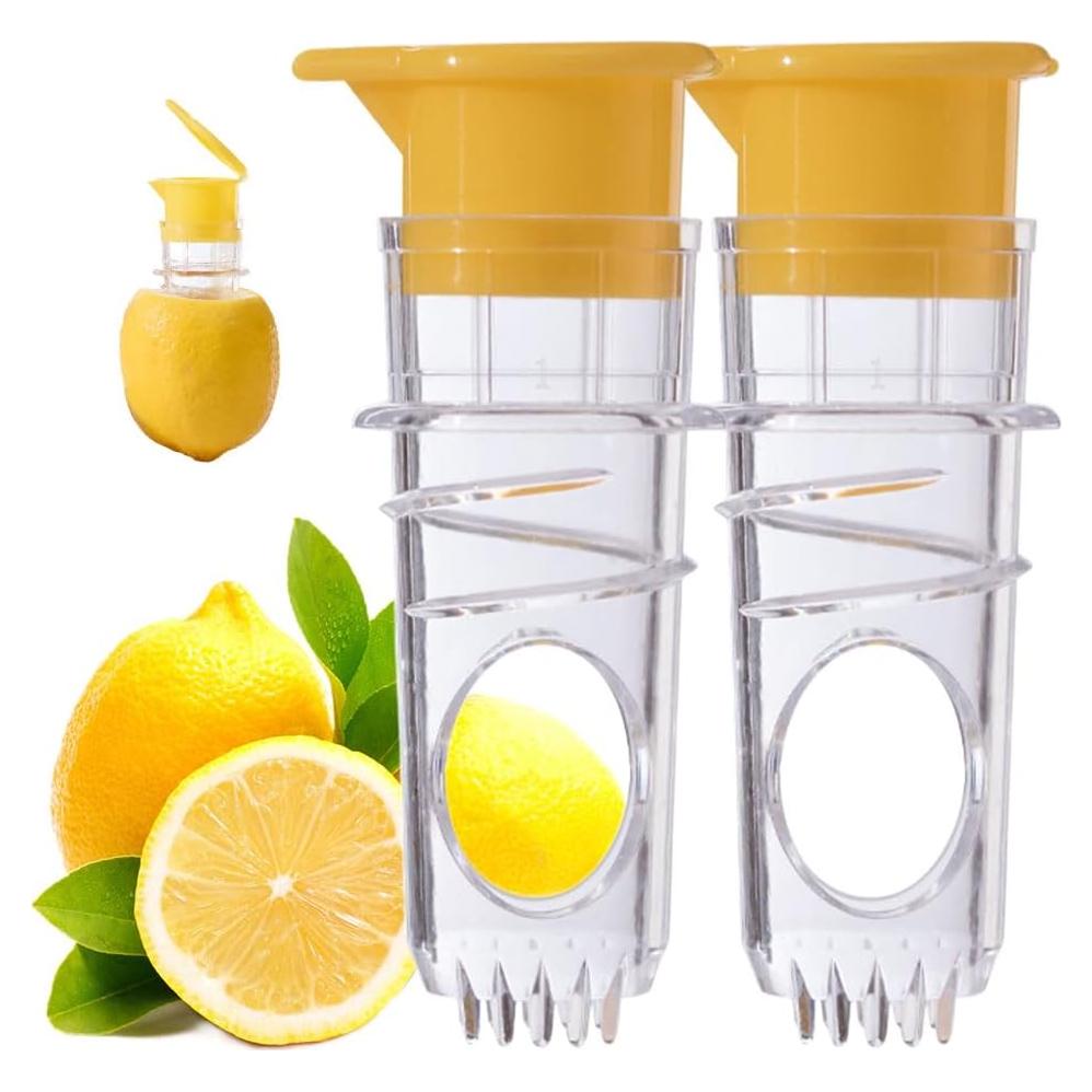 Lemon Mini Squeezer, Screw-Top Lemon Squeezer Manual Juice Extractor with Built-In Filter Orange Citrus Press, Squeeze Lime for Cocktails, Drinks (2pcs)