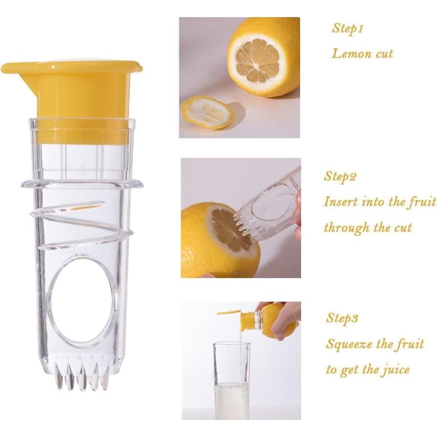 Lemon Mini Squeezer, Screw-Top Lemon Squeezer Manual Juice Extractor with Built-In Filter Orange Citrus Press, Squeeze Lime for Cocktails, Drinks (2pcs)