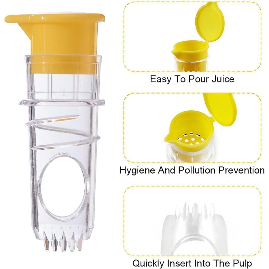 Lemon Mini Squeezer, Screw-Top Lemon Squeezer Manual Juice Extractor with Built-In Filter Orange Citrus Press, Squeeze Lime for Cocktails, Drinks (2pcs)