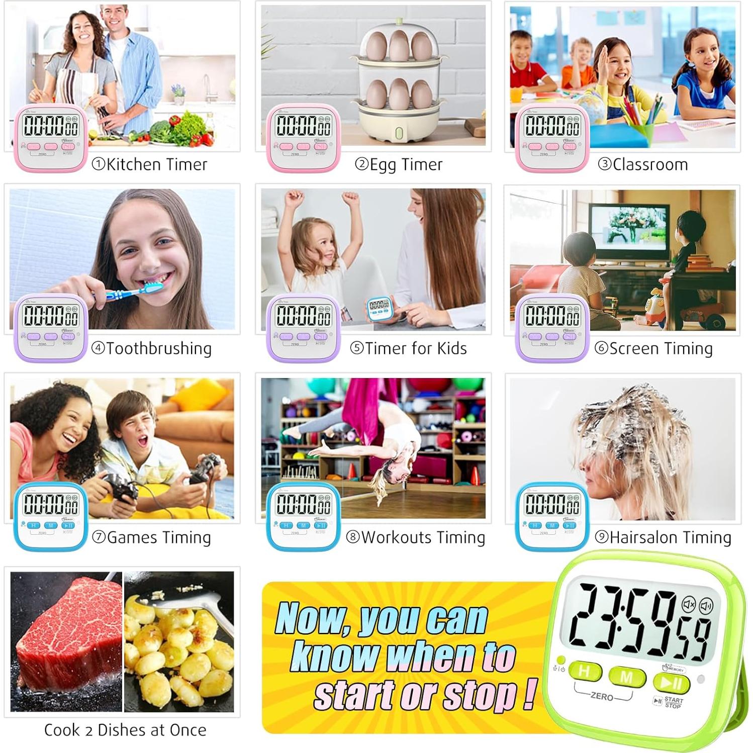 Temporizador Digital Antonki 2 Pack Magnético 24h para Niños