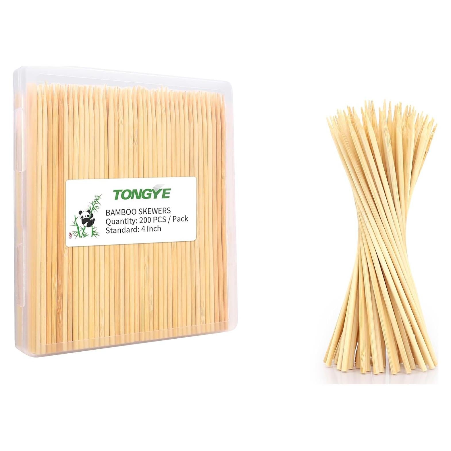 200 Pinchos de Bambú 4" TONGYE para Aperitivos y Brochetas