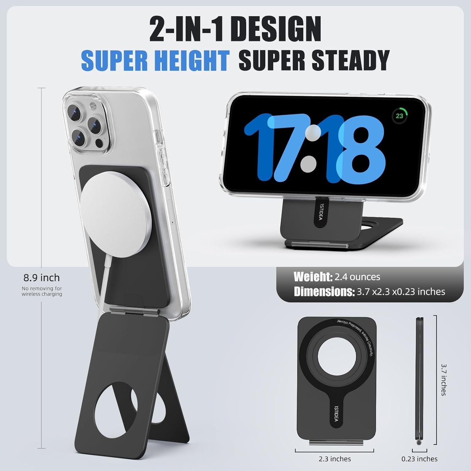 Trípode Magnético 1ST IDEA para iPhone 16/15/14/13/12 Negro