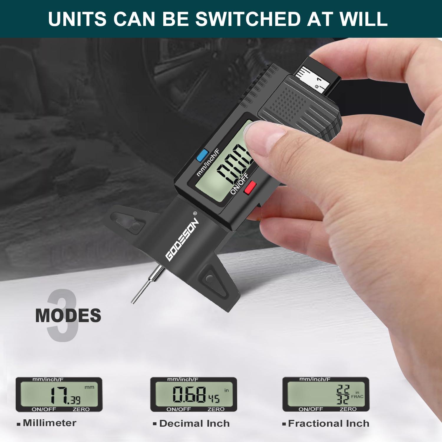 Medidor de Profundidad de Neumático Digital Godeson - 0-25mm