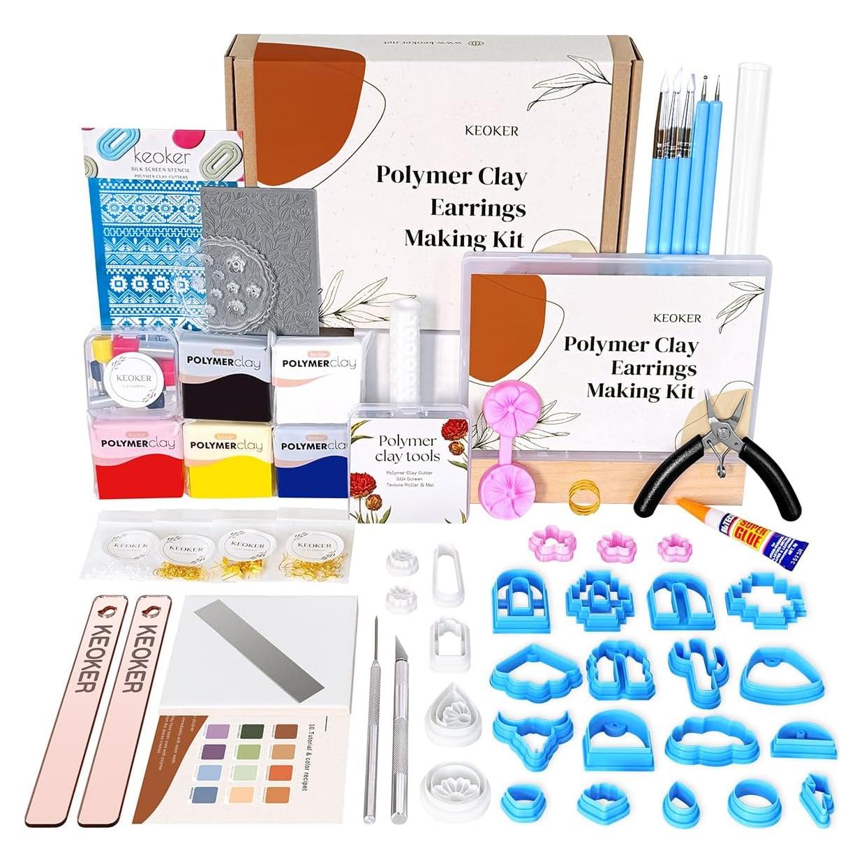 Kit de Fabricación de Pendientes de Arcilla Polimérica Keoker 123 Piezas