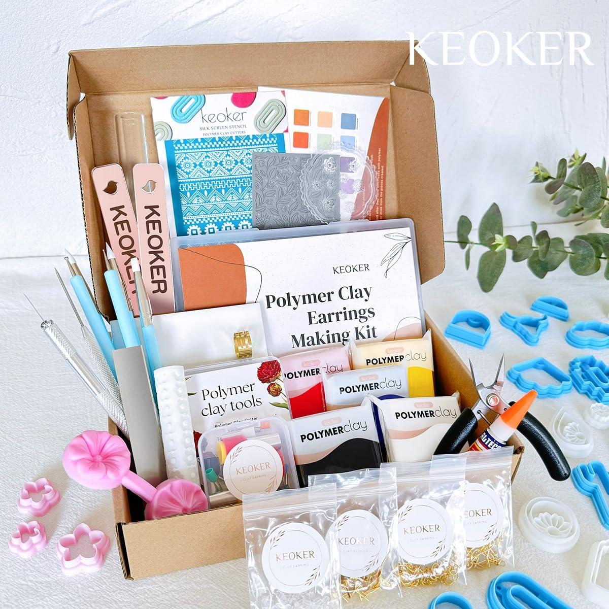 Kit de Fabricación de Pendientes de Arcilla Polimérica Keoker 123 Piezas