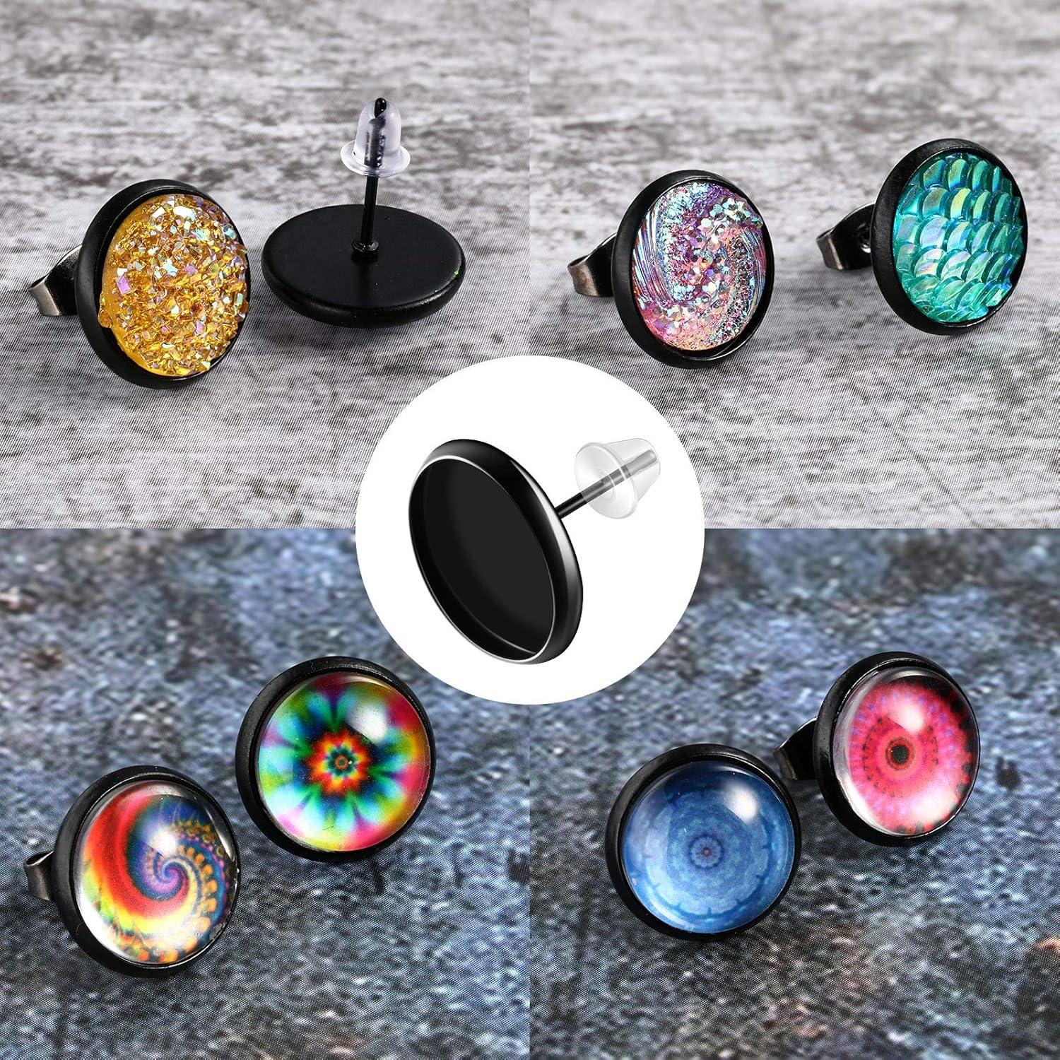 Kit de Aretes de Stud Hicarer 300 Piezas 12 mm Acero Inoxidable