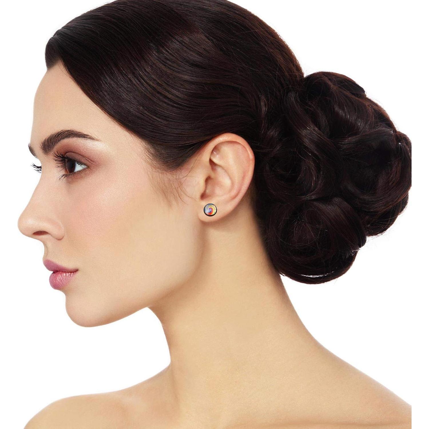 Kit de Aretes de Stud Hicarer 300 Piezas 12 mm Acero Inoxidable