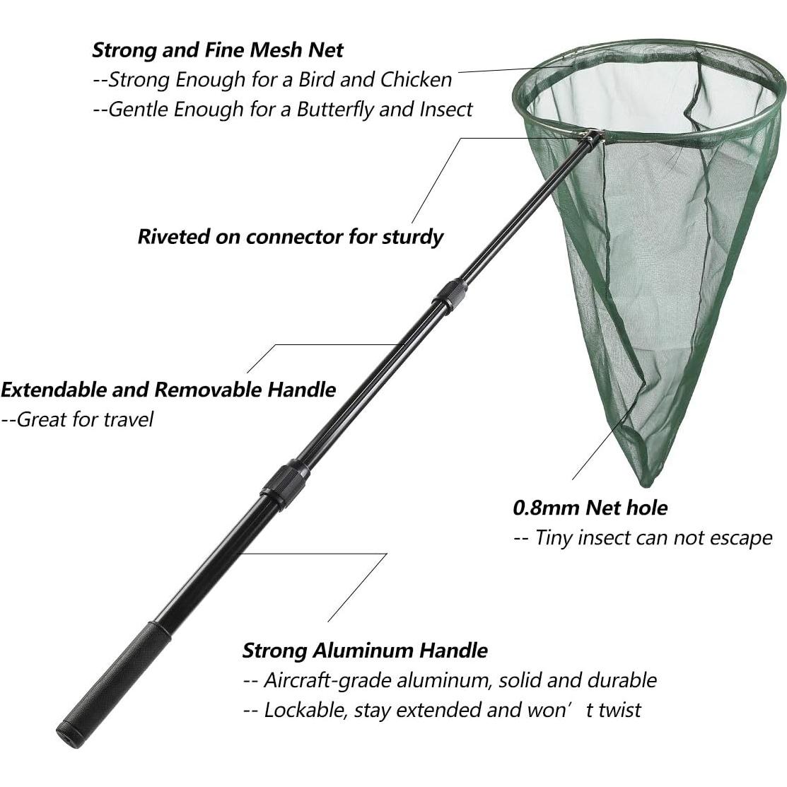 Red de Insectos y Mariposas RESTCLOUD Telescópica Verde 66 cm