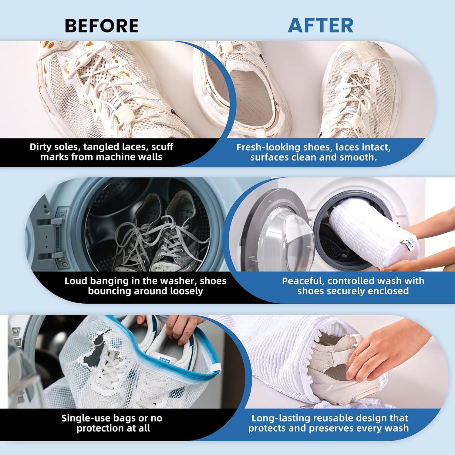 Bolsa de Lavado de Zapatos Nieor 2pcs Blanca Reutilizable