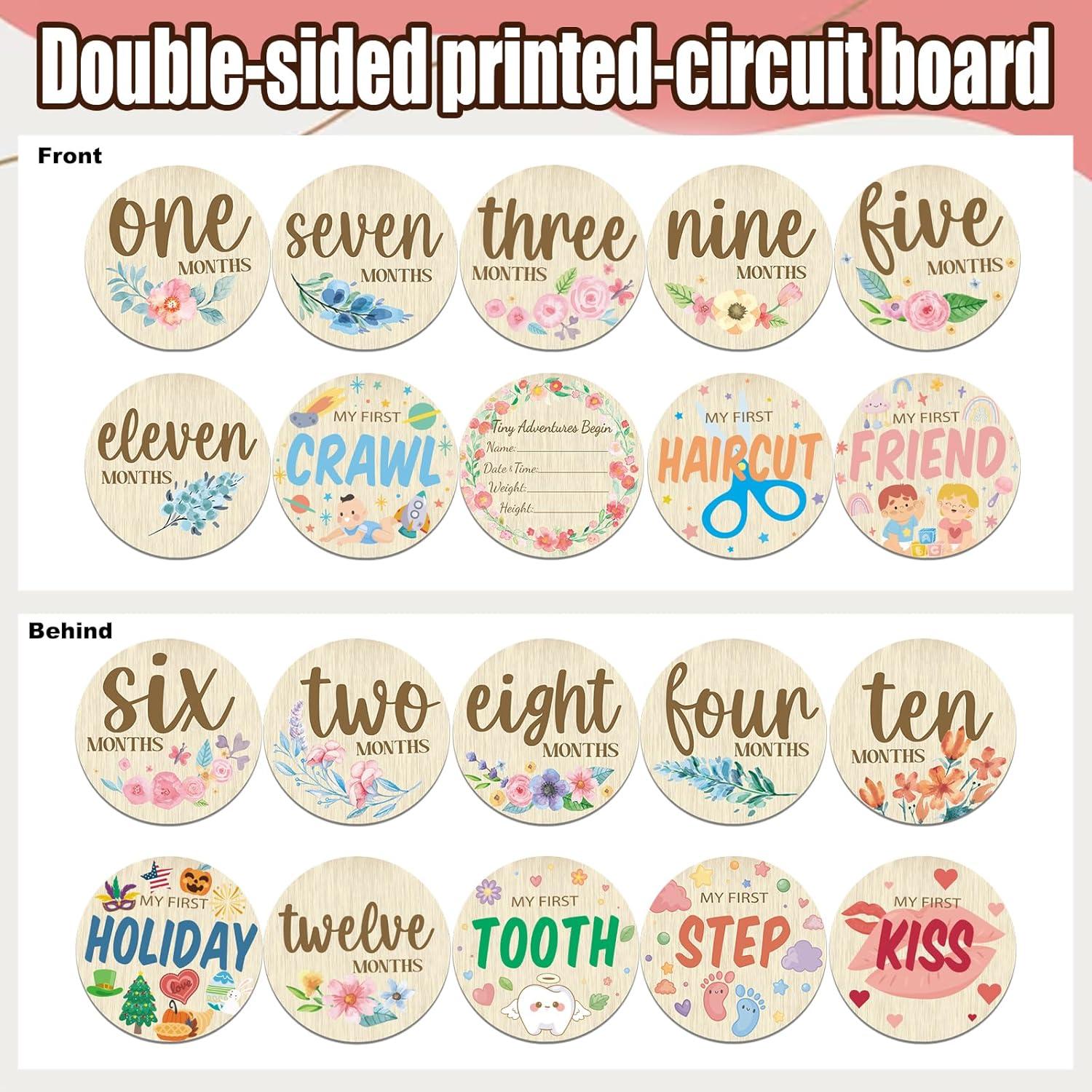 Tarjetas de Hitos Mensuales de Madera Threetols - 10 Piezas