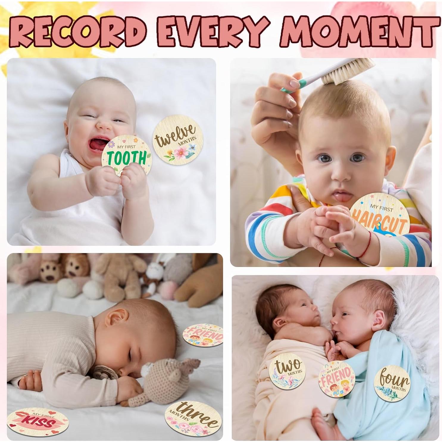 Tarjetas de Hitos Mensuales de Madera Threetols - 10 Piezas