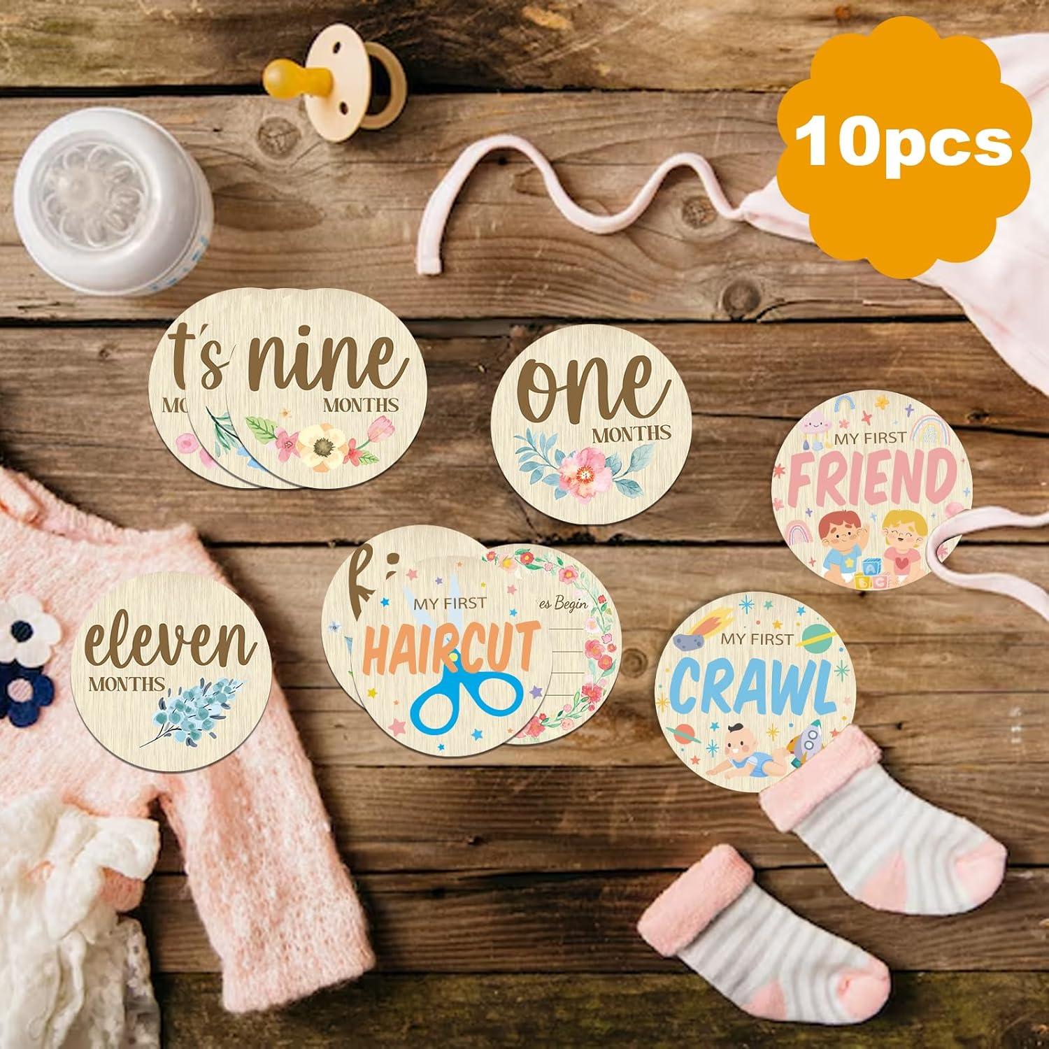 Tarjetas de Hitos Mensuales de Madera Threetols - 10 Piezas