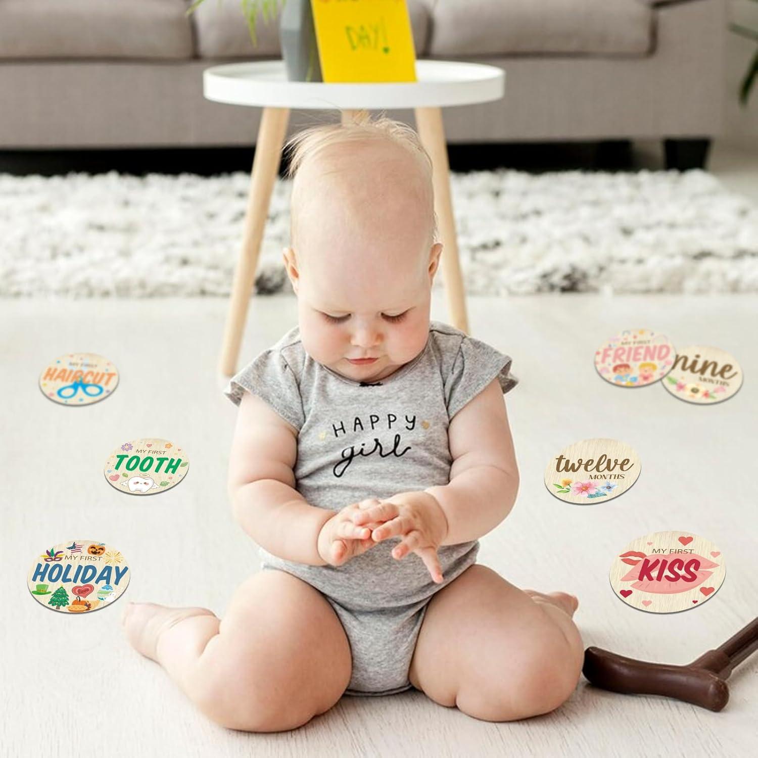 Tarjetas de Hitos Mensuales de Madera Threetols - 10 Piezas