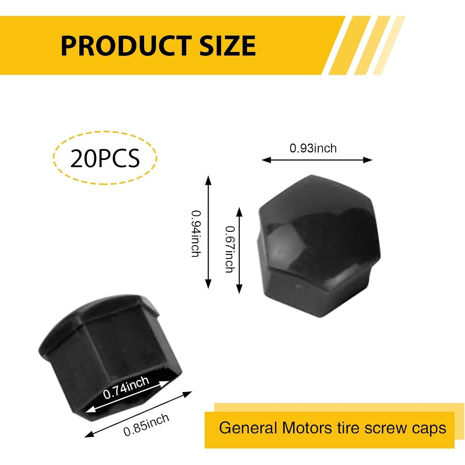 Cubiertas de Tuercas de Rueda UGSHY 21 PCS 19mm Antirrobo Negro