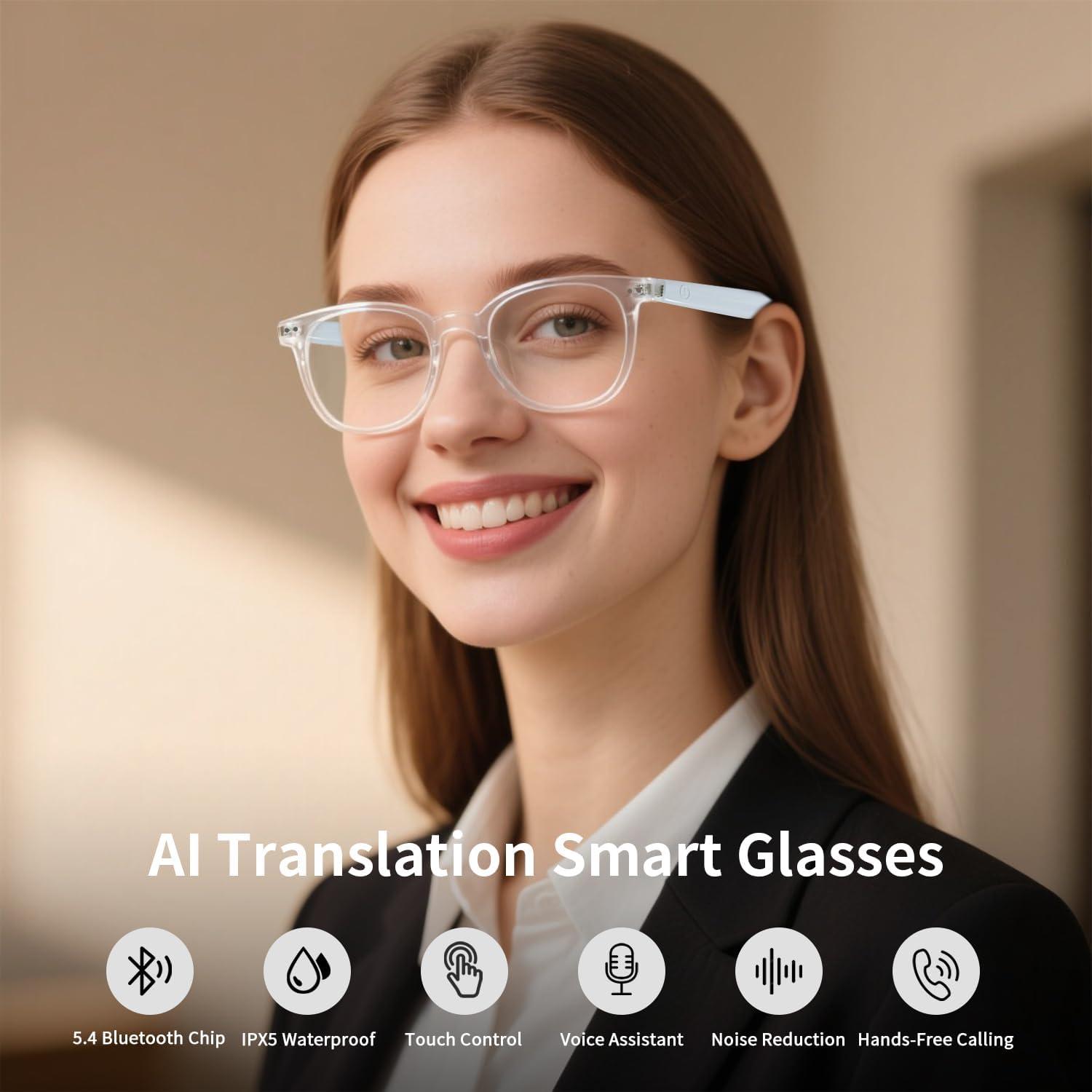 Gafas Inteligentes de Traducción AI HAIXINDA - Blanco, Reducción de Ruido