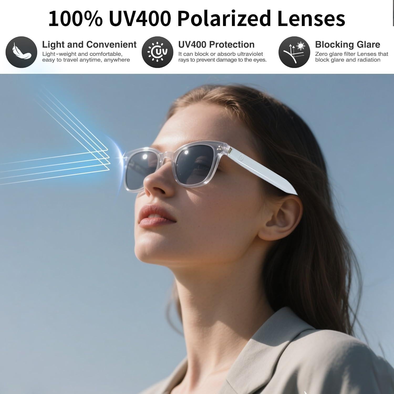 Gafas Inteligentes de Traducción AI HAIXINDA - Blanco, Reducción de Ruido