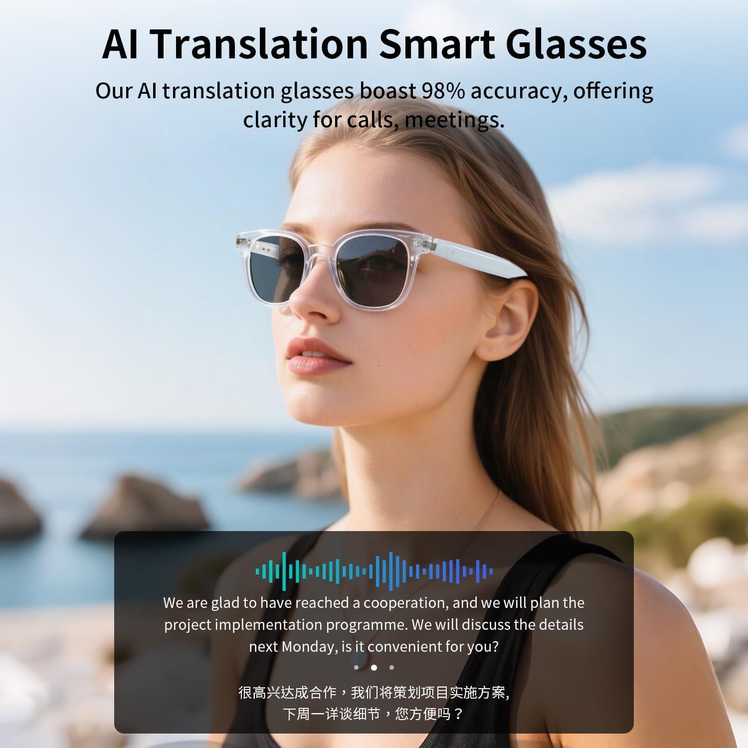 Gafas Inteligentes de Traducción AI HAIXINDA - Blanco, Reducción de Ruido