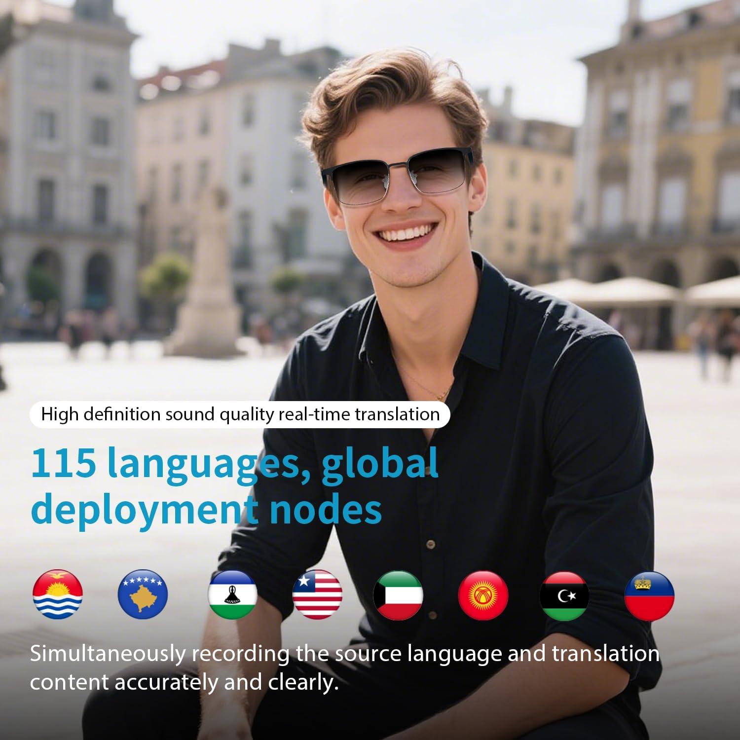 Gafas Inteligentes de Traducción AI Padom UF-10 Oro 160+ Idiomas