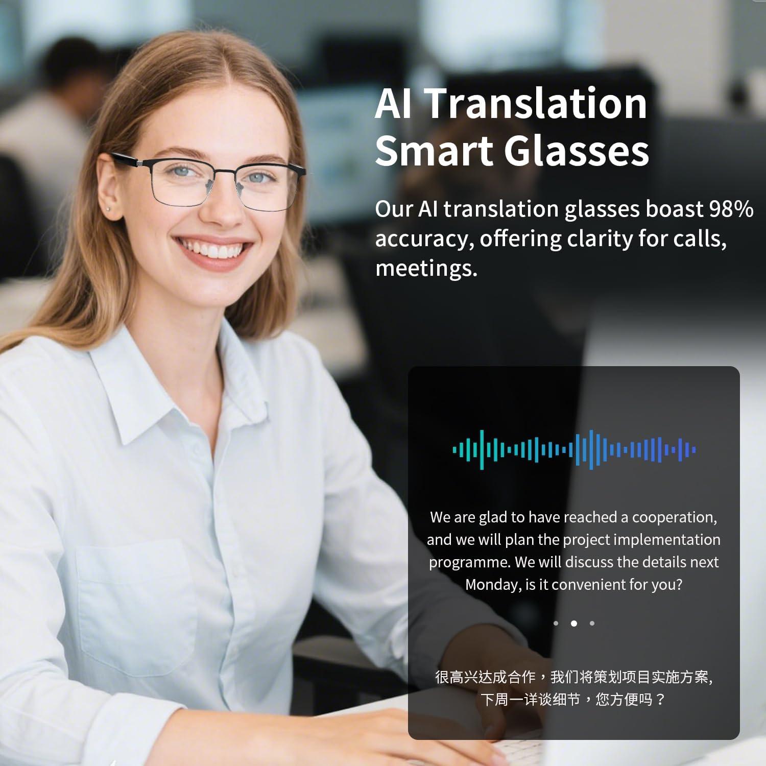 Gafas Inteligentes de Traducción AI Padom UF-10 Oro 160+ Idiomas