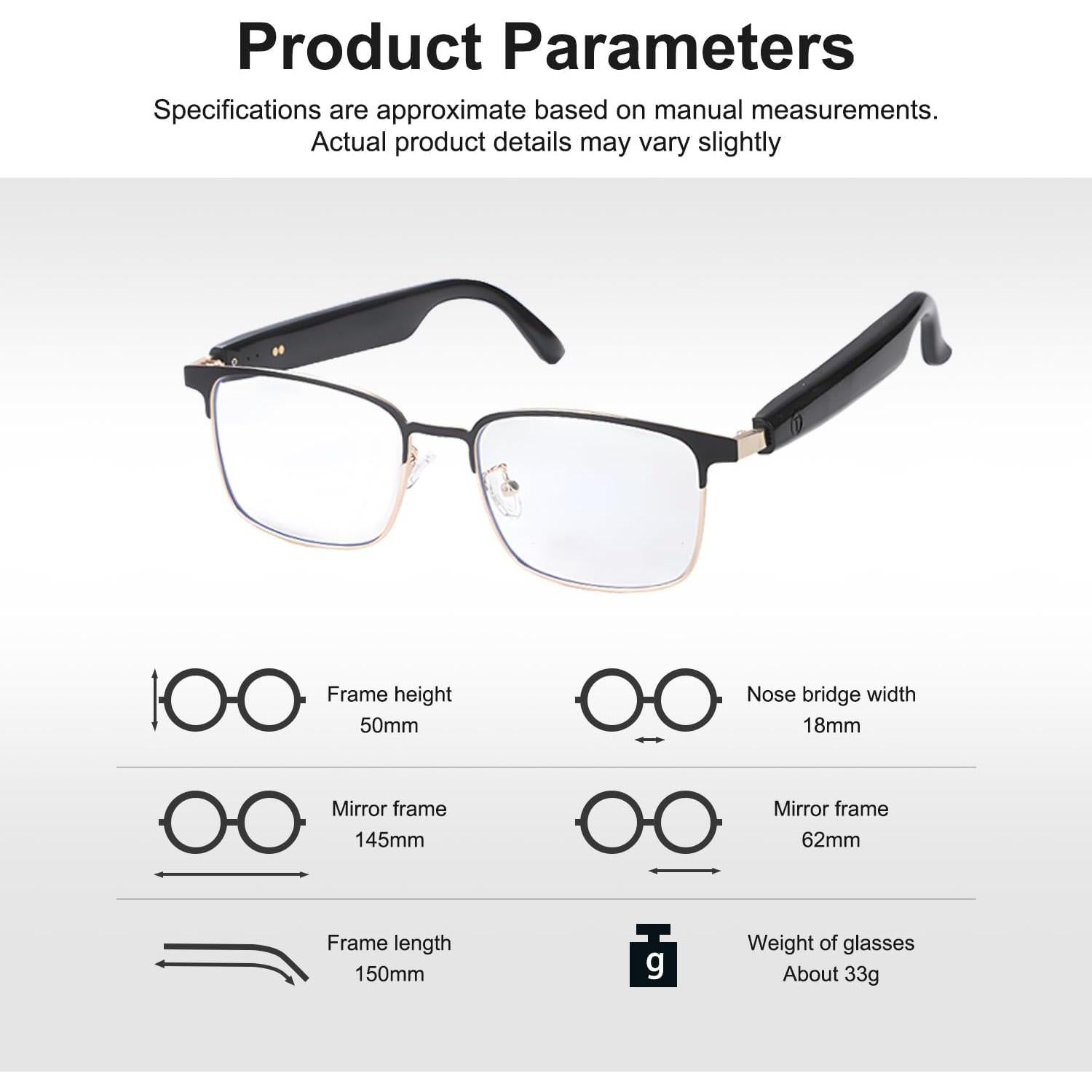 Gafas Inteligentes de Traducción AI Padom UF-10 Oro 160+ Idiomas