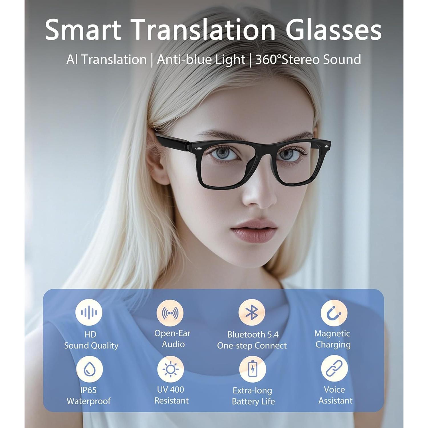 Gafas Inteligentes AI VOOGIL Bluetooth Traductoras UV400