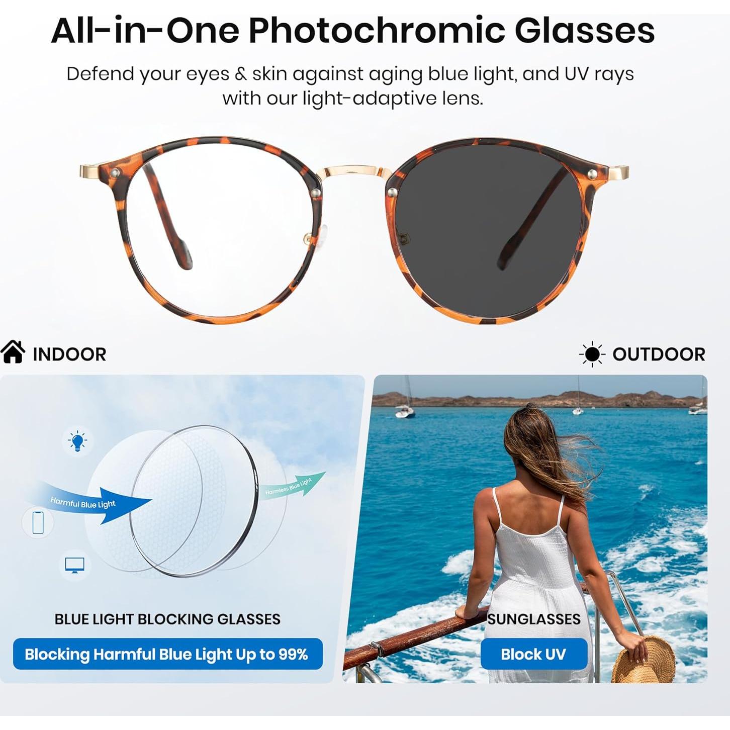 Gafas Fotocromáticas Cyxus UV y Luz Azul para Hombres y Mujeres