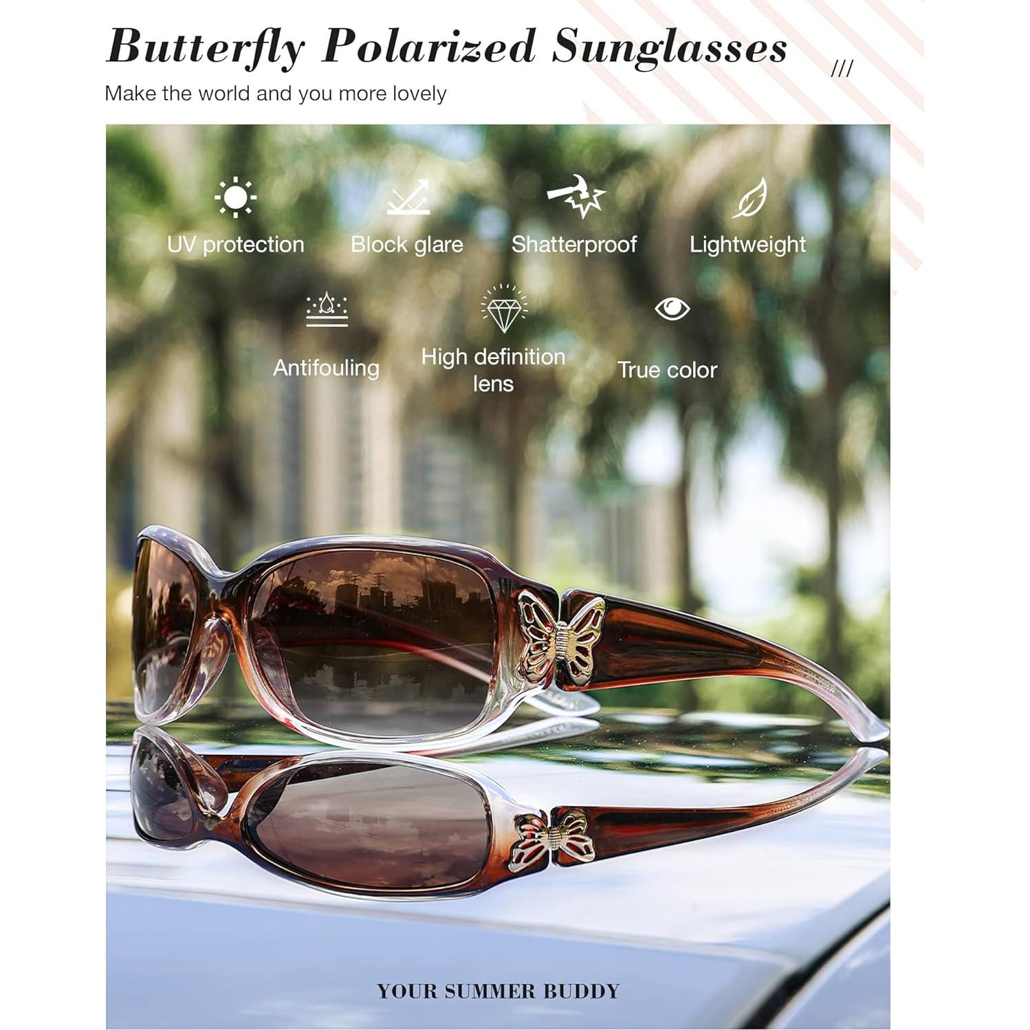 Gafas de Sol Polarizadas LVIOE para Mujeres - Diseño Mariposa