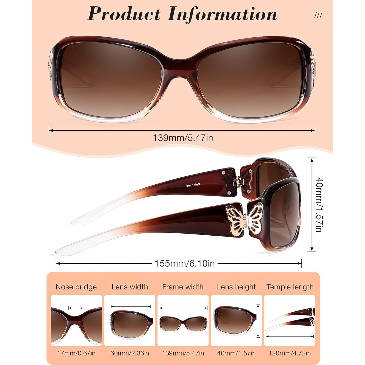 Gafas de Sol Polarizadas LVIOE para Mujeres - Diseño Mariposa