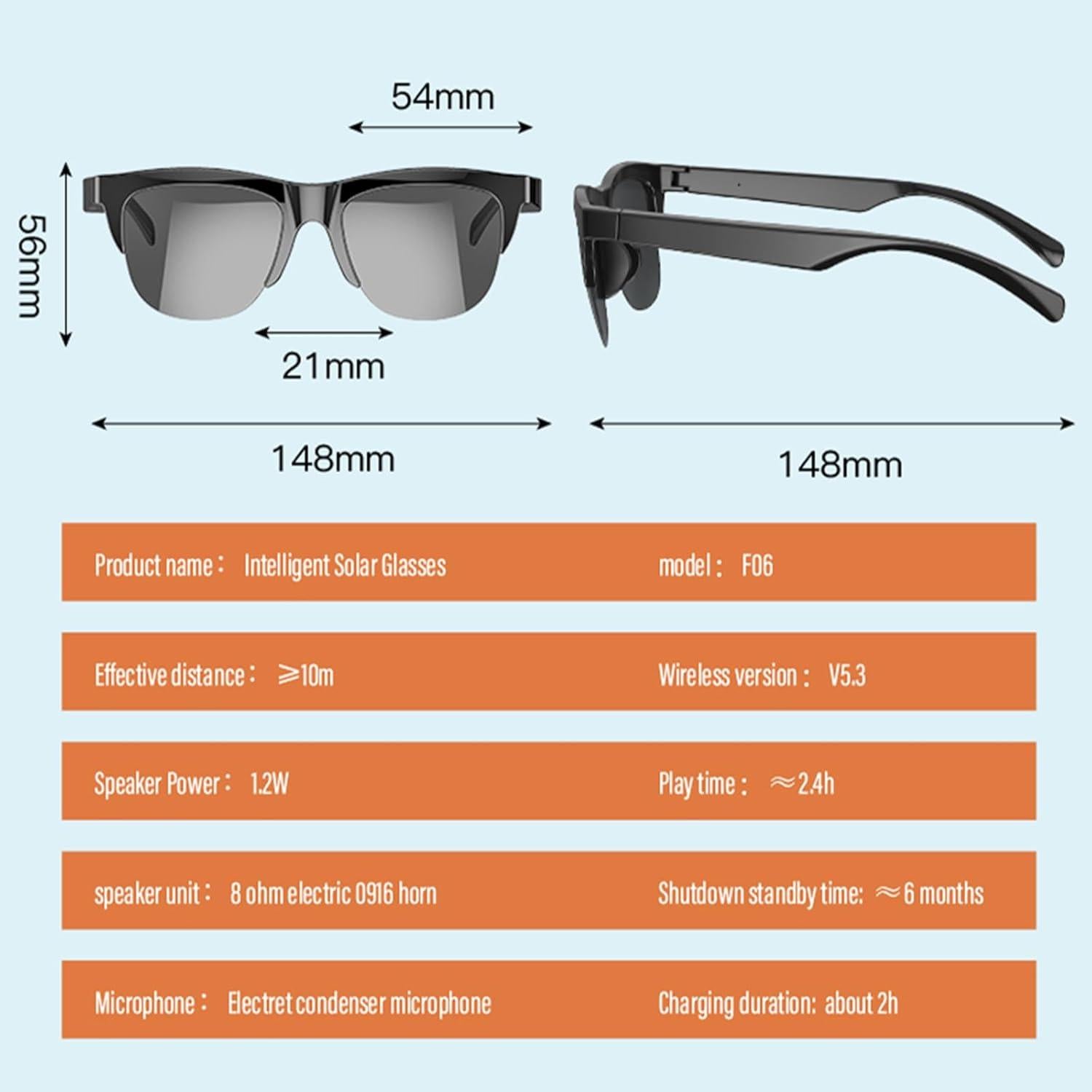 Gafas Inteligentes Bluetooth HOvicative con Altavoz y Protección UV